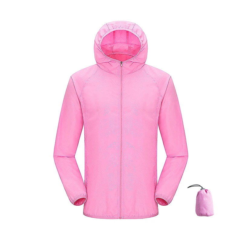 Wodoodporna kurtka turystyczna unisex szybkoschnąca wiatrówka Różowy
