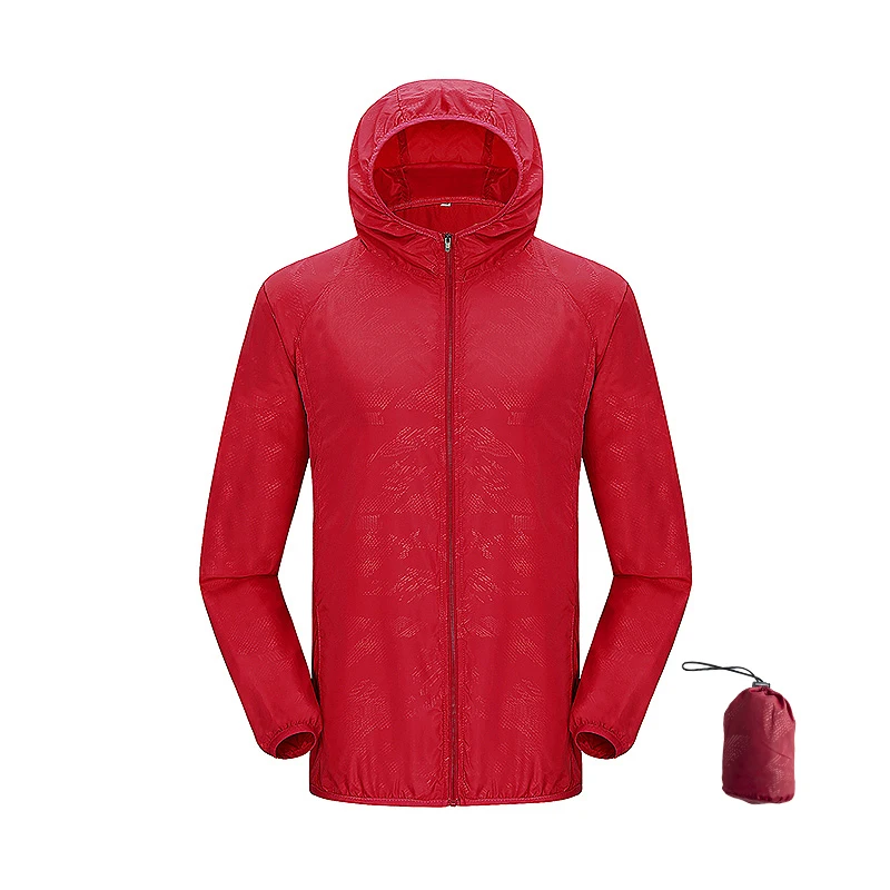 Wodoodporna kurtka turystyczna unisex szybkoschnąca wiatrówka Czerwony