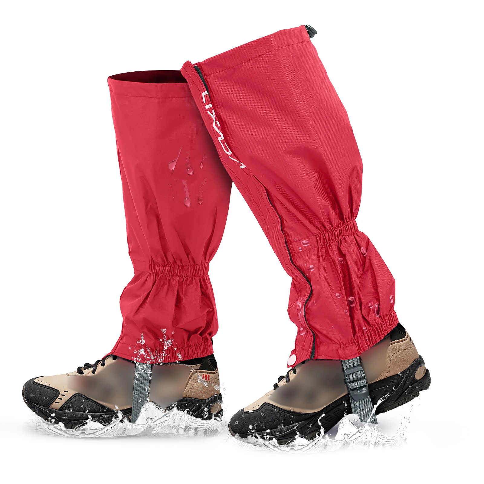 Wodoodporne stuptuty trekkingowe na buty turystyczne Czerwony