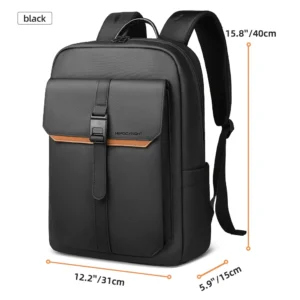 Wodoodporny plecak biznesowy męski na laptop 15,6 cala Czarny