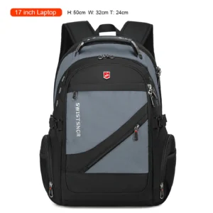 Wodoodporny plecak na laptopa do 17 cali z tkaniny Oxford Szary