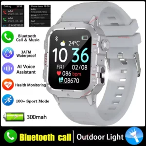 Wojskowy smartwatch męski z GPS i ekranem AMOLED 2.01" Srebrny