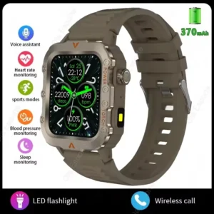 Wojskowy smartwatch outdoorowy z GPS i ekranem AMOLED Brązowy
