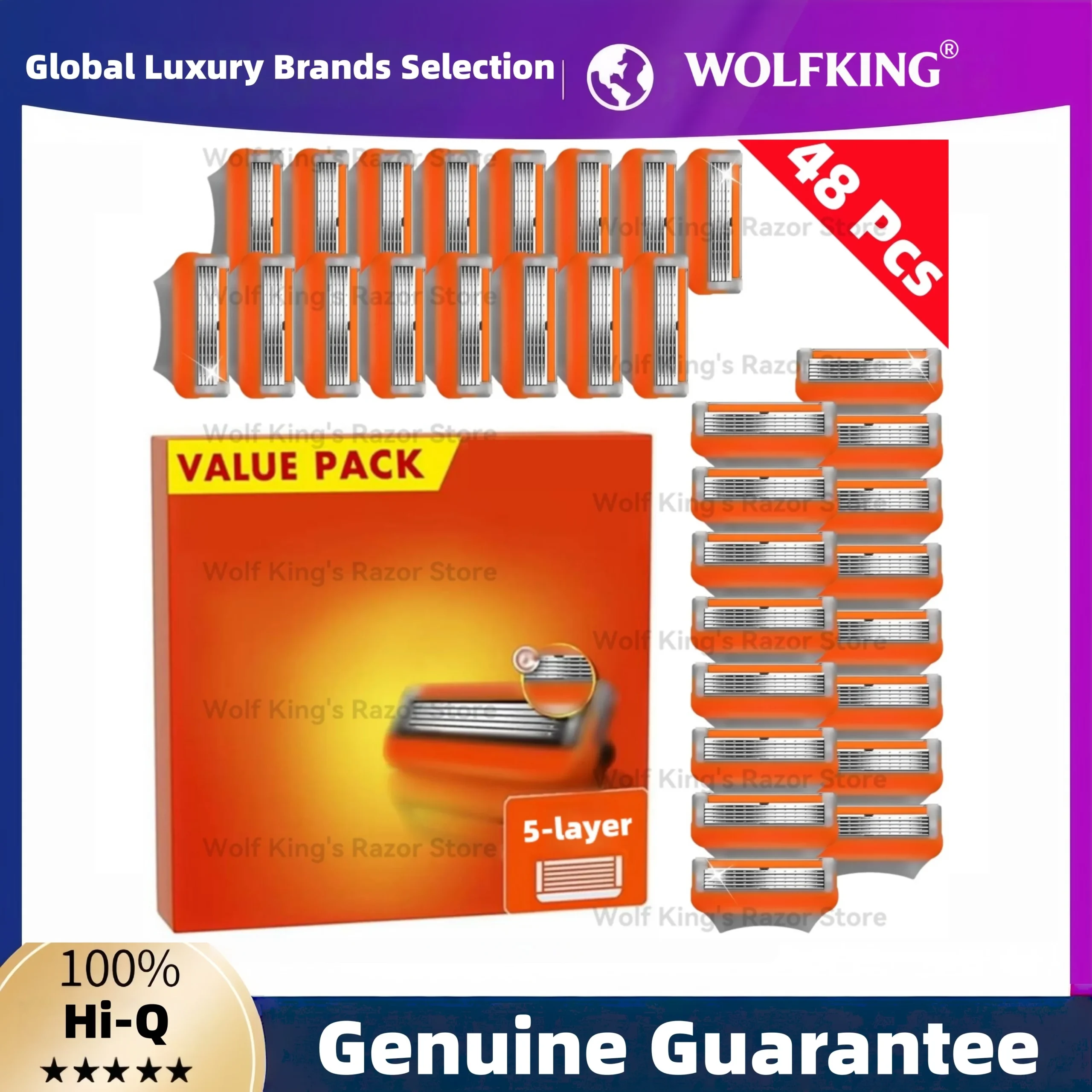 Wymienne wkłady do maszynki z 5 ostrzami dla mężczyzn 48 Pcs