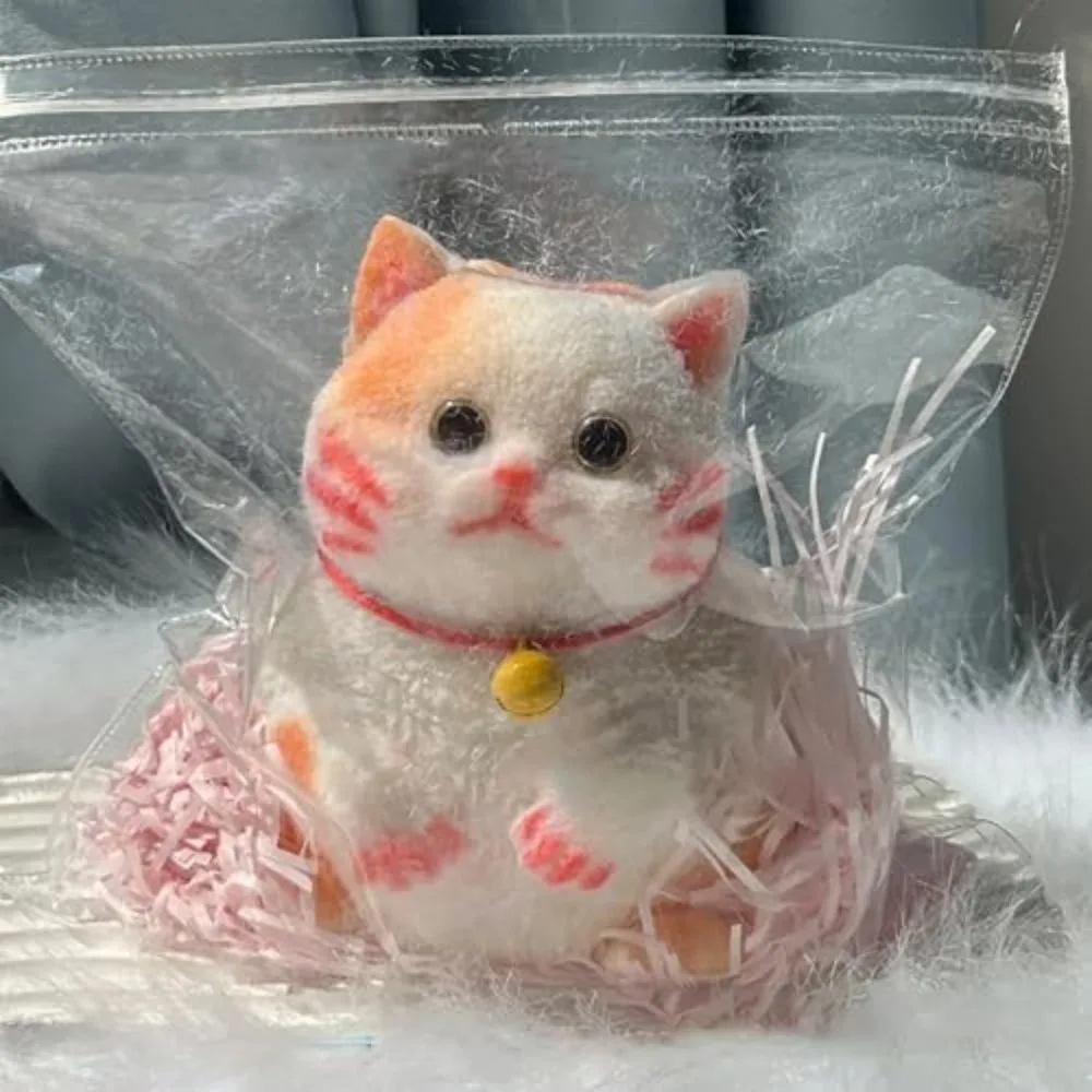 Zabawka antystresowa kot squishy z flokowaną powierzchnią Jasnozielony