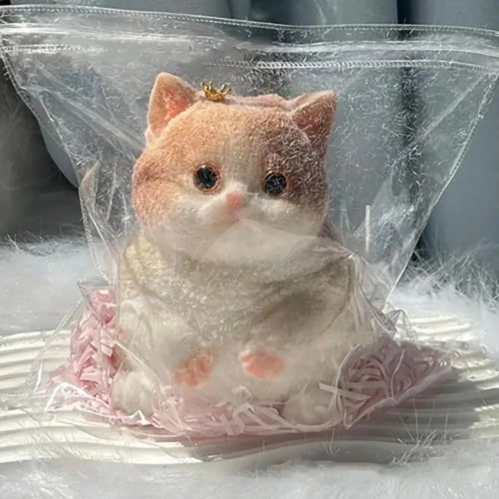 Zabawka antystresowa kot squishy z flokowaną powierzchnią Jasnożółty