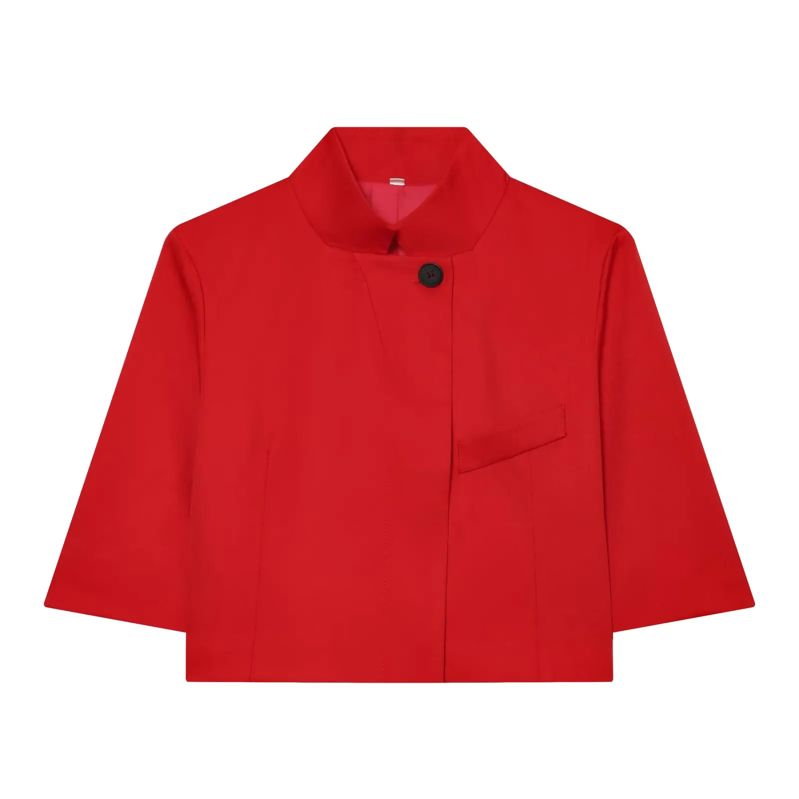 Żakiet damski z krótkim rękawem – dopasowany cropped blazer Czerwony