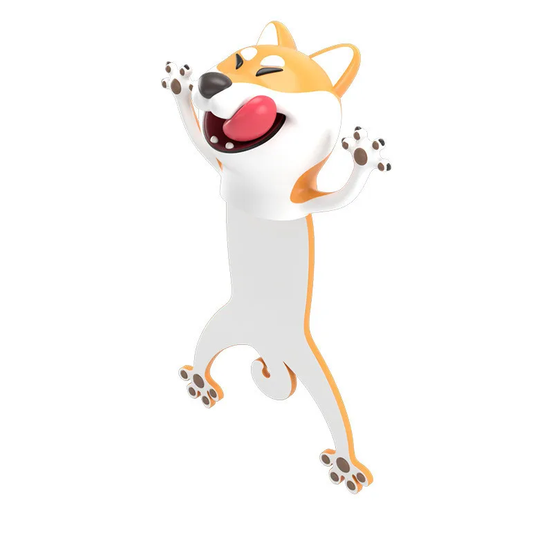 Zakładki do książek 3D zwierzątka PVC – kot, panda, pies Shiba Srebrny