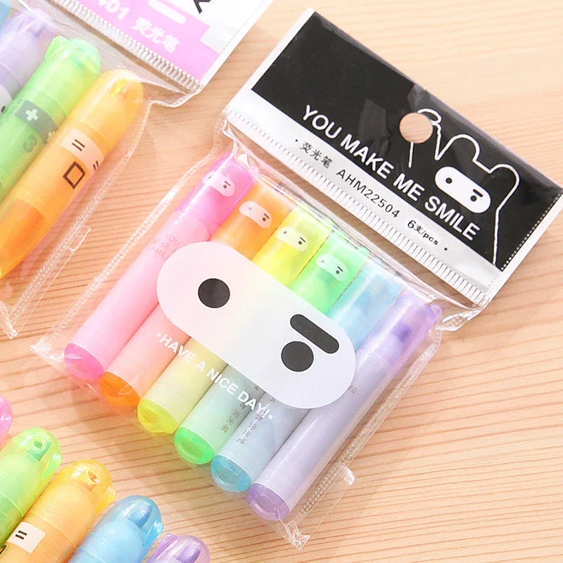 Zakreślacze fluorescencyjne króliczki Kawaii - zestaw 6 sztuk