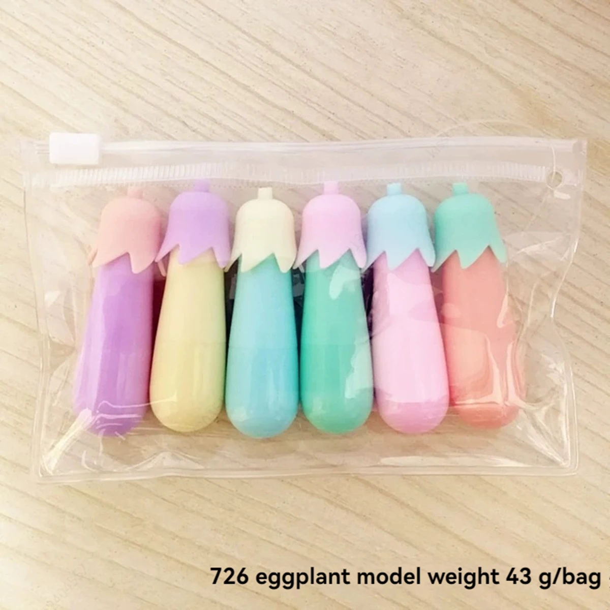 Zakreślacze Kawaii w kształcie grzybów i liści — zestaw 6 sztuk Fioletowy