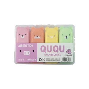 Zakreślacze Kawaii Miś pastelowe markery ze skośną końcówką żółty