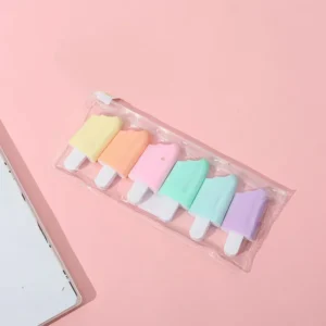 Zakreślacze mini w stylu kawaii, 6 sztuk Biały