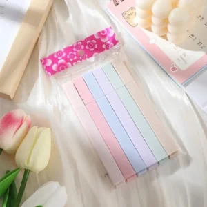 Zakreślacze pastelowe Kawaii 6 sztuk — zestaw kolorowych markerów do szkoły Biały