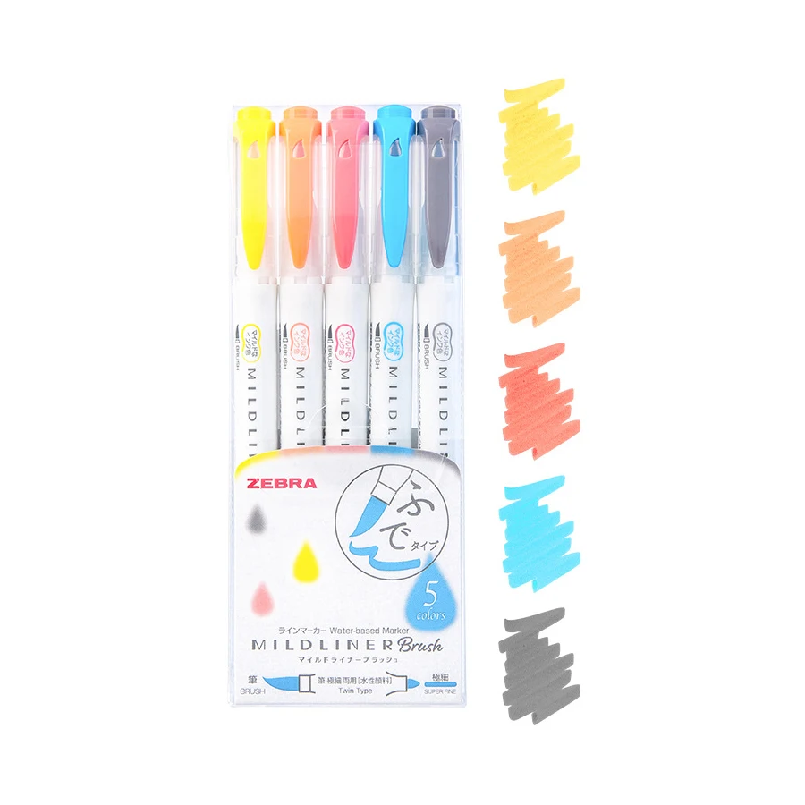 Zakreślacze Zebra Mildliner dwustronne zestaw pastelowy Czerwony