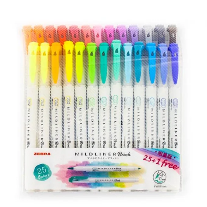 Zakreślacze Zebra Mildliner dwustronne zestaw pastelowy Zielony