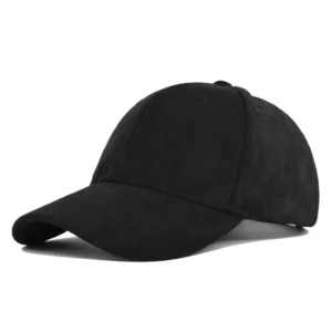 Zamszowa czapka z daszkiem snapback, regulowana, unisex Czarny