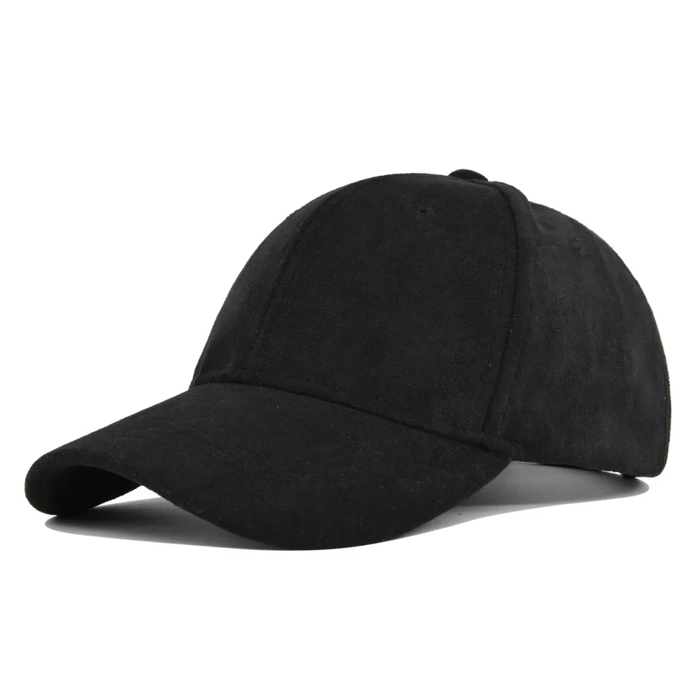 Zamszowa czapka z daszkiem snapback, regulowana, unisex Czarny