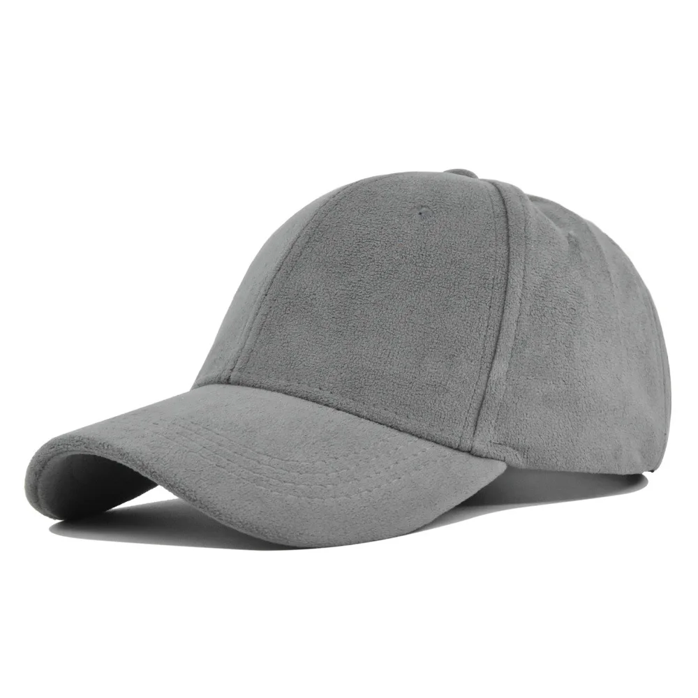 Zamszowa czapka z daszkiem snapback, regulowana, unisex Szary