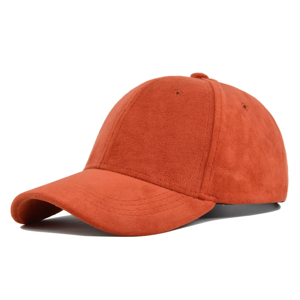 Zamszowa czapka z daszkiem snapback, regulowana, unisex Pomarańczowy