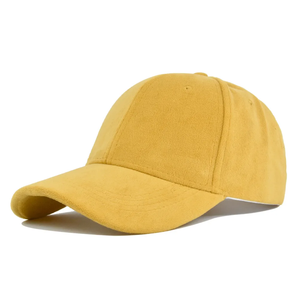Zamszowa czapka z daszkiem snapback, regulowana, unisex Żółty