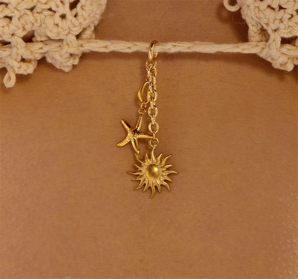 Zawieszka do biżuterii boho ze stali z muszlą i perłą Bj26y0095