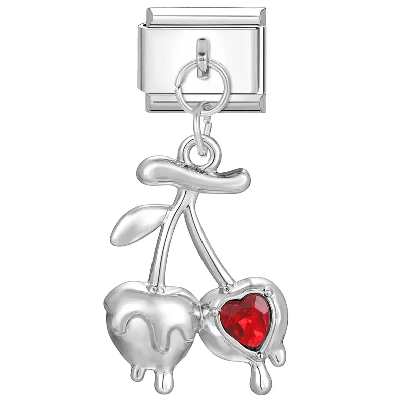 Zawieszka charms z kotem, sercem i kwiatami do bransoletek link 9 mm Wielo