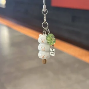 Zawieszka na telefon kot liść szczęścia kawaii Zielony
