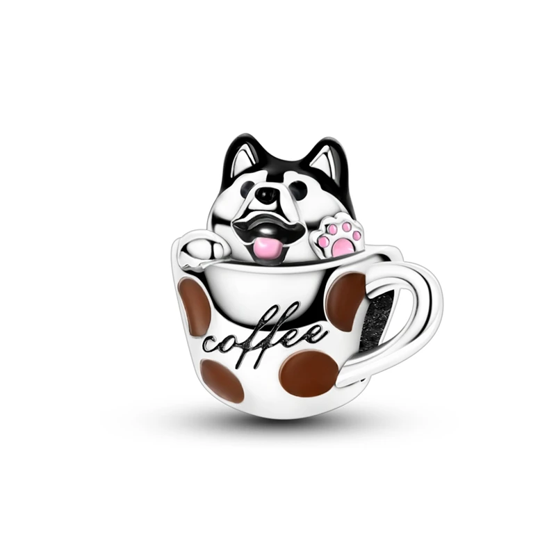 Zawieszka ze srebra 925 ze zwierzęciem – kot, panda, słoń, pies Jasnożółty