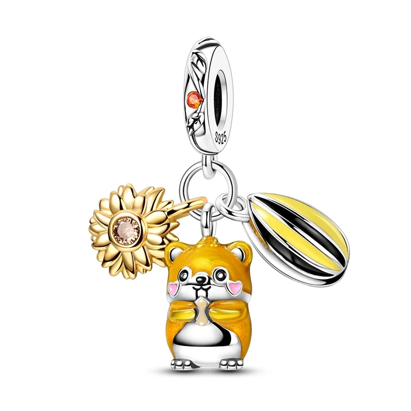 Zawieszki charms ze srebra 925 - słońce, leopard, cyrkonia Piękna niebieska