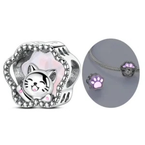 Zawieszki charms ze srebra próby 925 – kot, panda, słoń, piesek Ciemnoszary