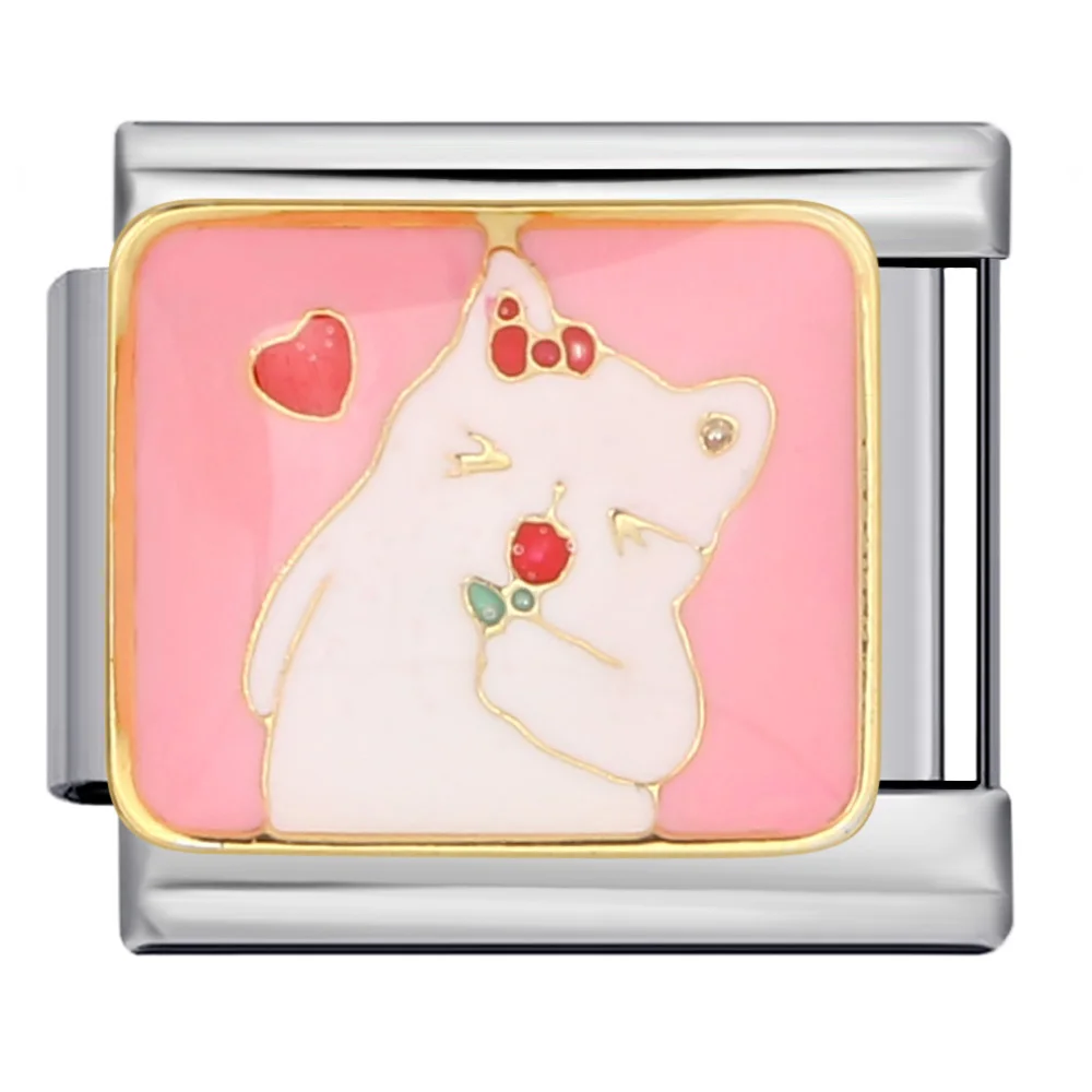 Włoskie zawieszki kawaii do bransoletek – pies, kot, panda Bordowy