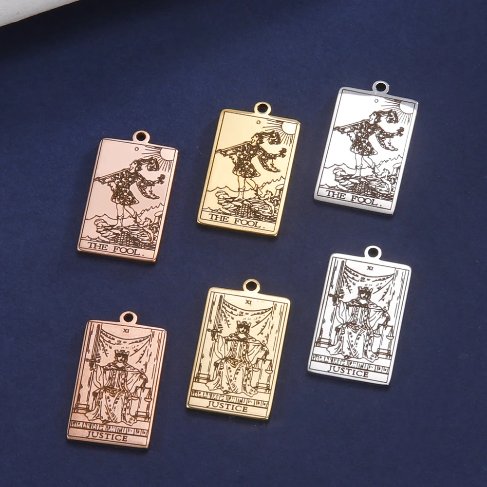 Zawieszki Tarot ze stali nierdzewnej – charms do biżuterii astrologicznej Różowy