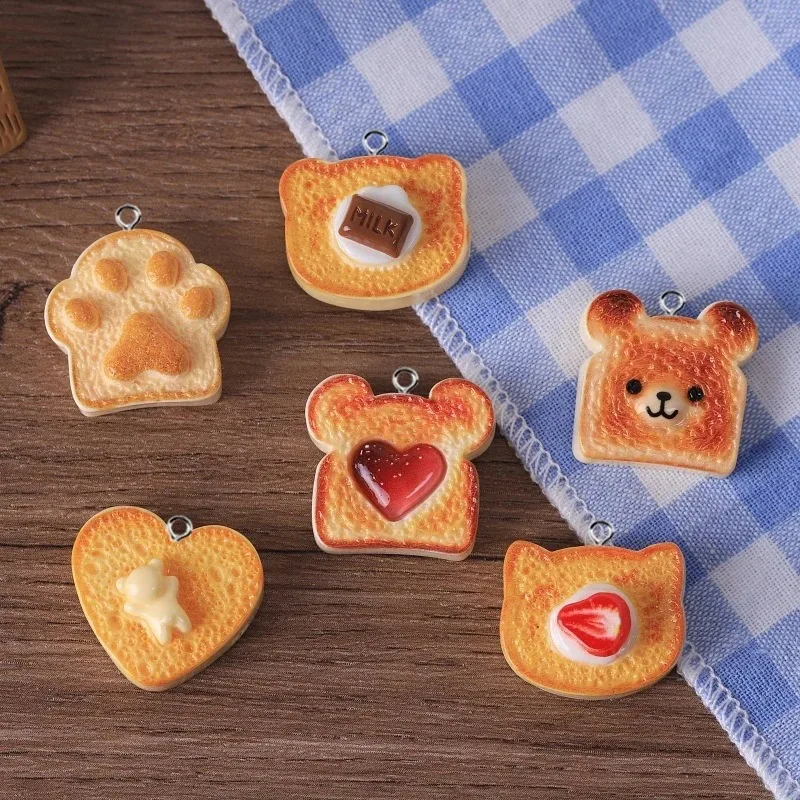 Zawieszki żywiczne serce, miś, kot – 10 szt. do biżuterii DIY Brązowy