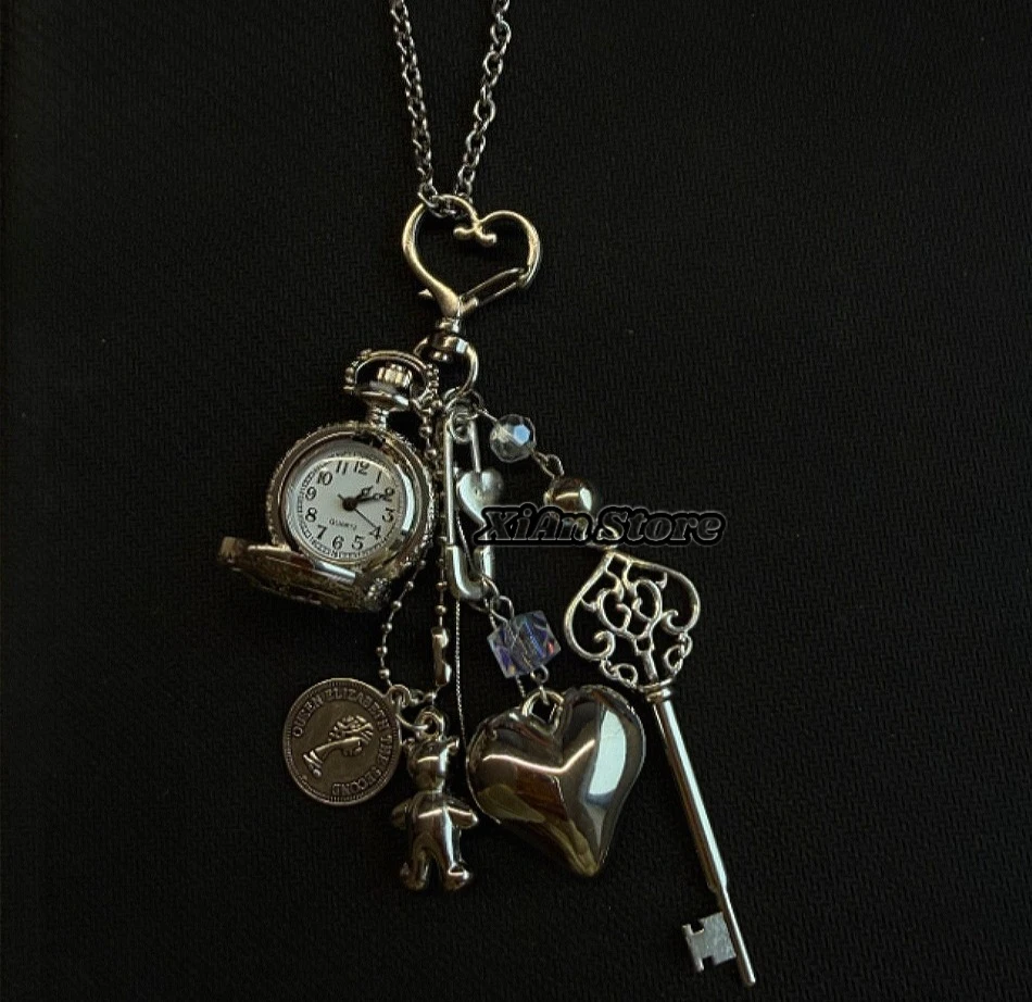 Zegarek kieszonkowy na łańcuszku steampunk vintage brelok Różowy