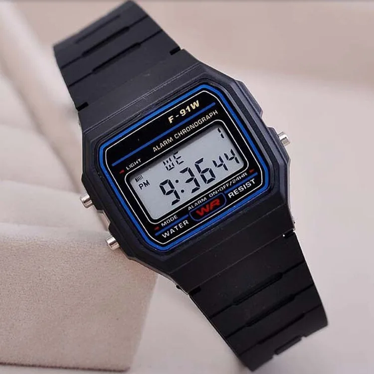 Zegarek LED cyfrowy unisex w stylu militarnym Czarny plastik