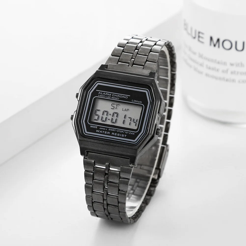 Zegarek LED cyfrowy unisex w stylu militarnym Czarny