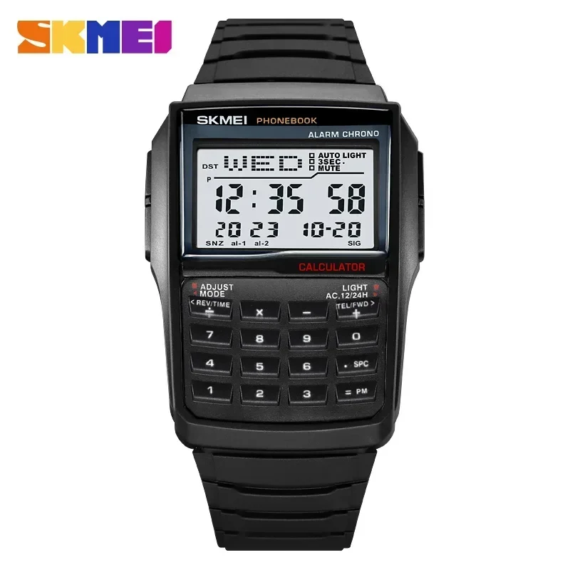 Zegarek męski cyfrowy Skmei 2255 w stylu retro kalkulator Czarny