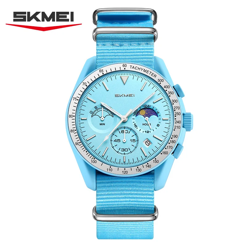 Zegarek męski SKMEI 9392 - chronograf na nylonowym pasku Niebieski