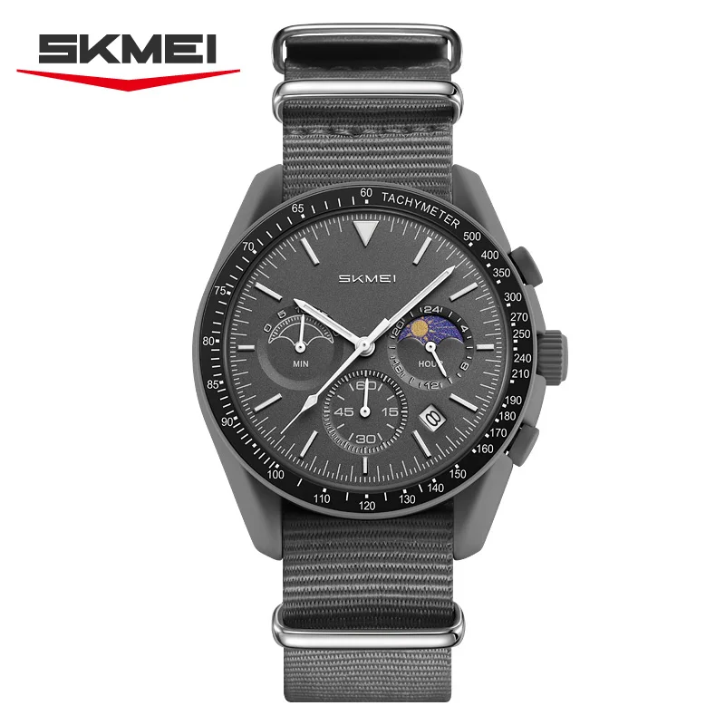 Zegarek męski SKMEI 9392 - chronograf na nylonowym pasku Szary