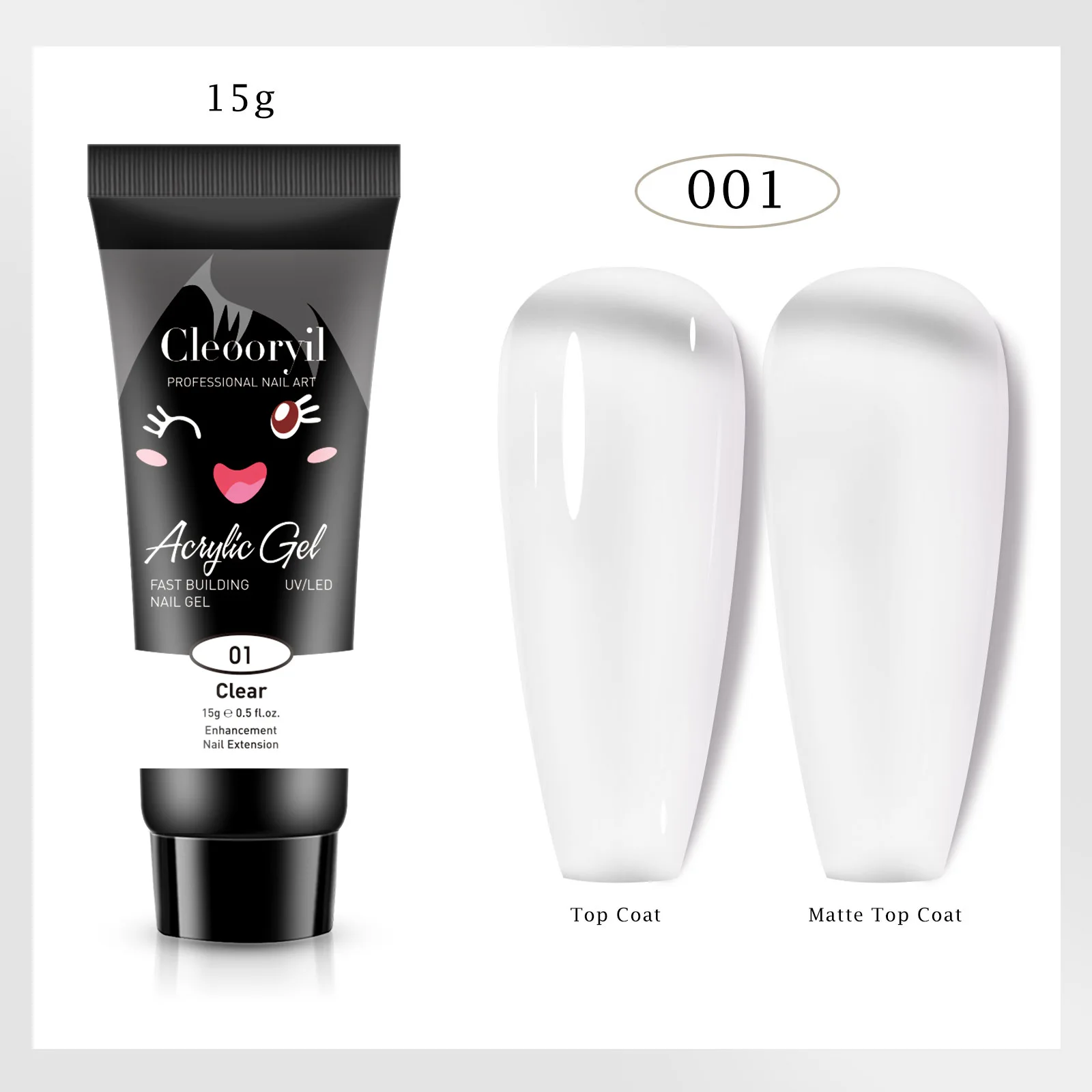 Żel akrylowy poli gel do przedłużania paznokci 15 ml 01