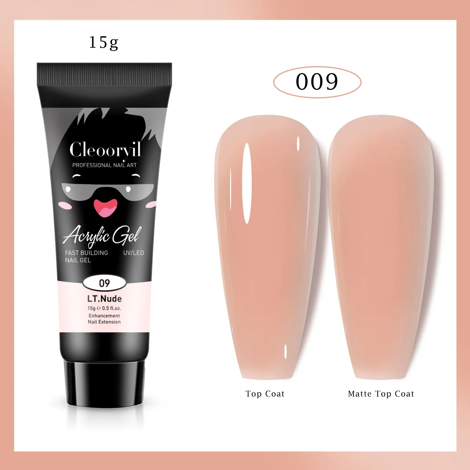 Żel akrylowy poli gel do przedłużania paznokci 15 ml 09