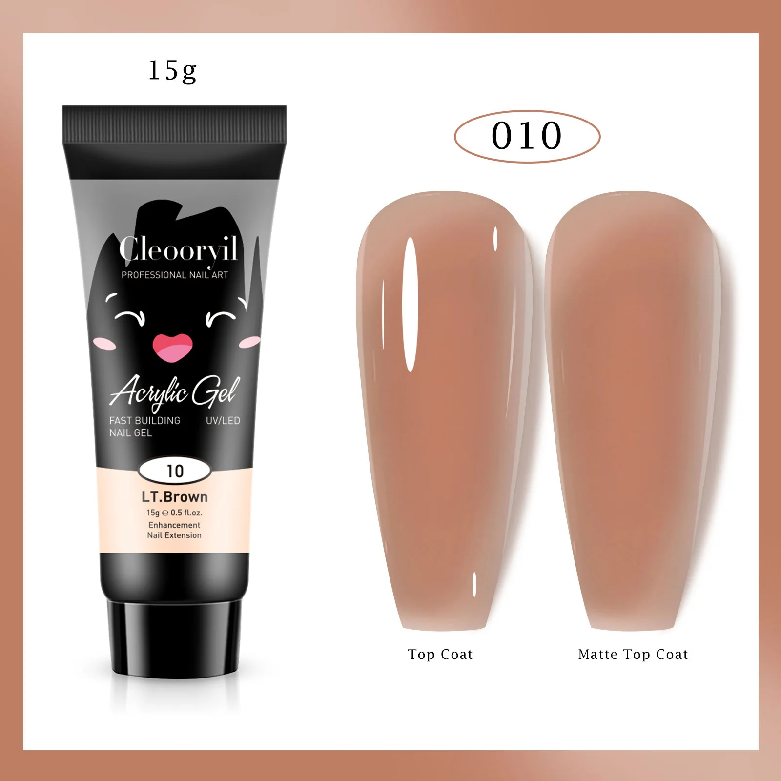 Żel akrylowy poli gel do przedłużania paznokci 15 ml 10
