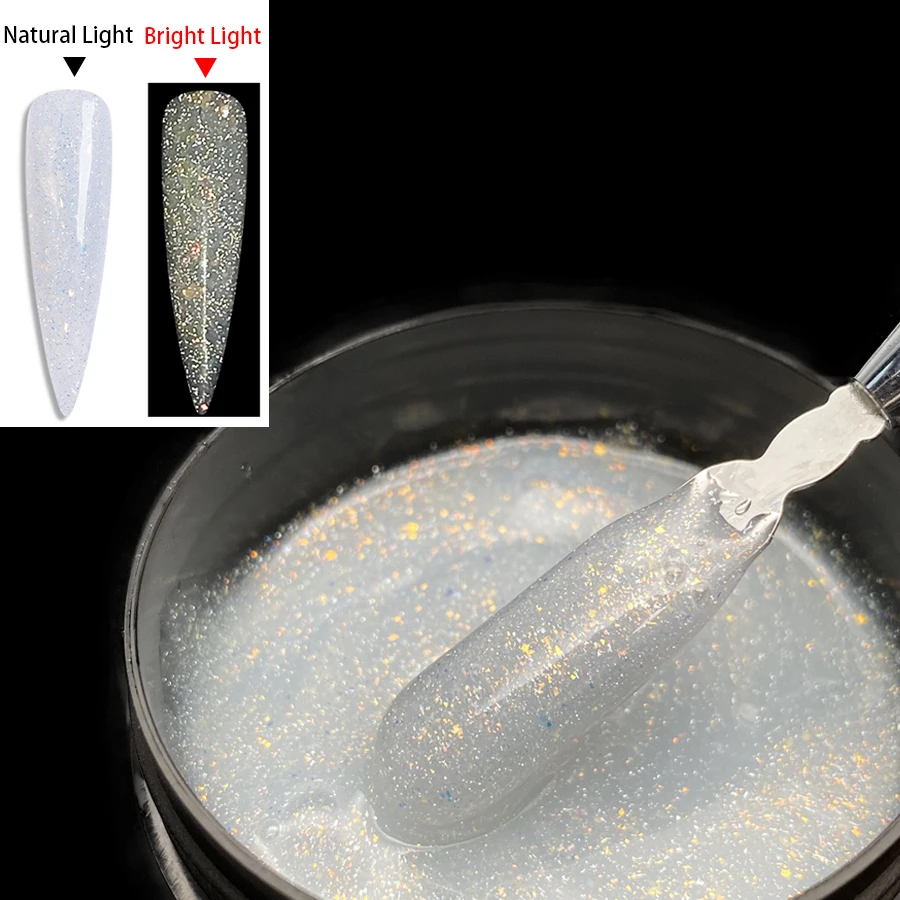 Żel budujący do paznokci Jillnails 100 g UV/LED Glitter milky