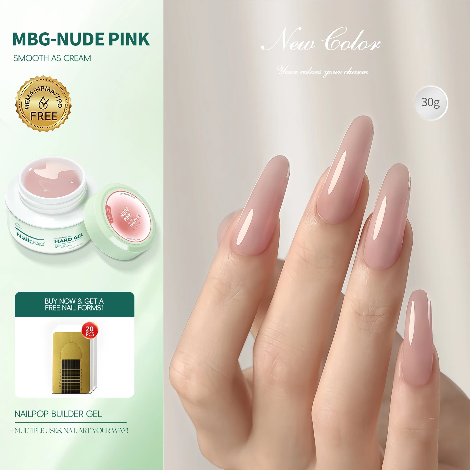 Żel budujący HEMA-FREE Nailpop 30 g do przedłużania paznokci Różowy