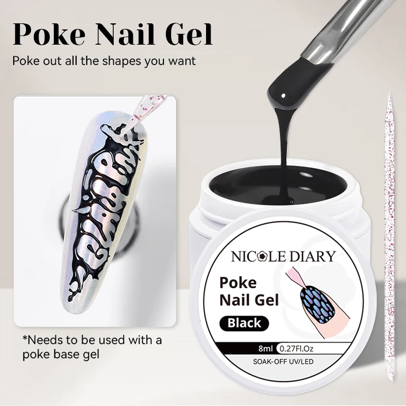 Żel budujący do paznokci NICOLE DIARY - biały, nieprzywierający 3D Czarny