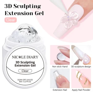 Żel budujący do paznokci NICOLE DIARY - biały, nieprzywierający 3D Clear