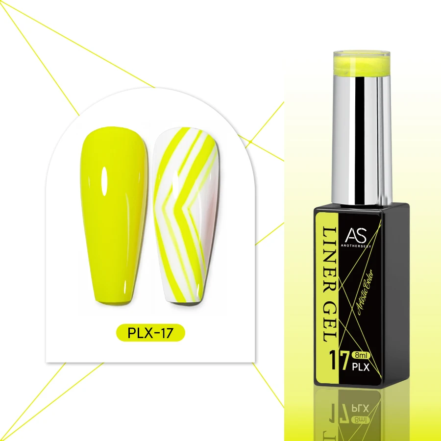 Żelowy lakier do zdobień – cienka linia, 24 kolory do nail artu Plx 17