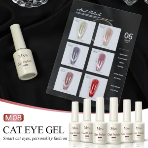 Żelowy lakier do paznokci efekt kociego oka UV – 15 ml, czerwień i róż Biały