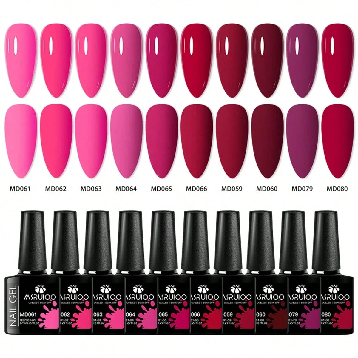 Zestaw 10 lakierów hybrydowych bez HEMA do manicure UV/LED Błękitny