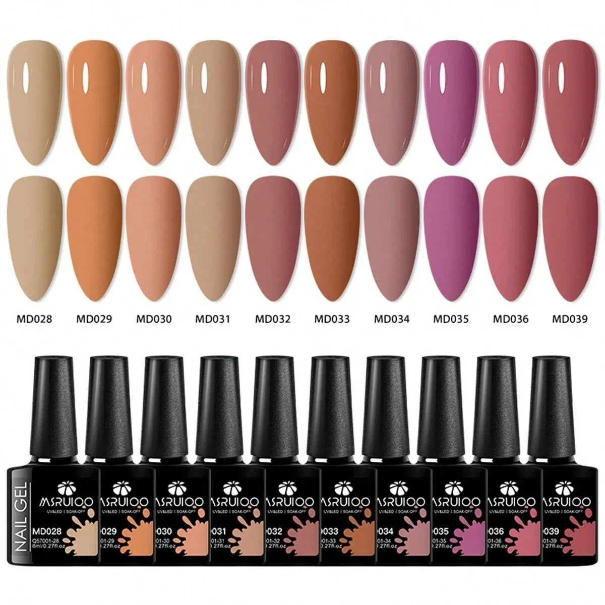 Zestaw 10 lakierów hybrydowych bez HEMA do manicure UV/LED Ciemnoszary